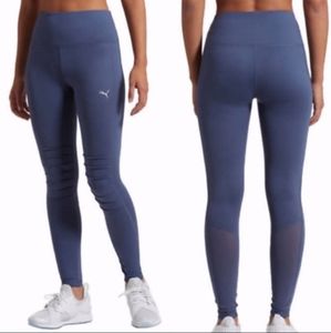 Puma Moto Mesh High Waisted Blue Leggings Large